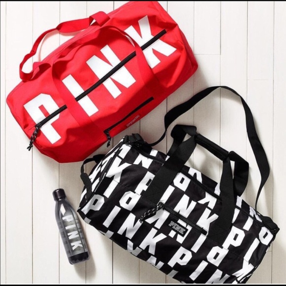NWT. PINK Victoria Secret Red Duffle Bag.
